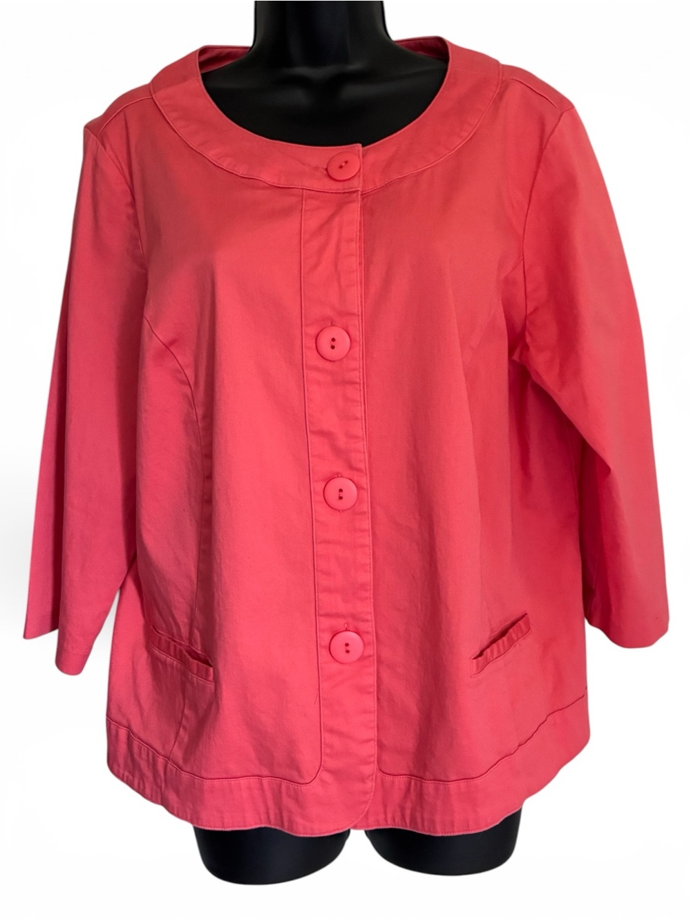 Vintage 90s Coral Peach Retro Office Summer Blazer Jacket Grannycore Sz 1X